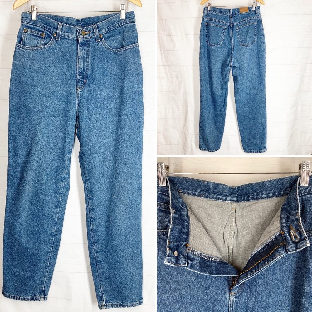 LL Bean Flannel Lined Jeans 12 R Medium Blue Denim Cotton High Rise Winter Warm!